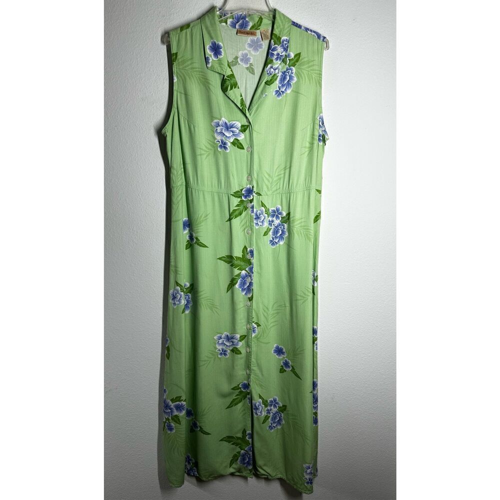 Original Island Sport Romantic Hawaiian Dress Button Down Sleeveless Size 16